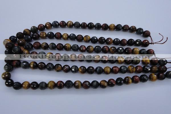 CTE454 15.5 inches 10mm faceted round mixed tiger eye beads