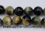 CTE553 15.5 inches 10mm round golden & blue tiger eye beads