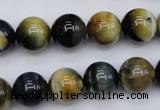 CTE554 15.5 inches 12mm round golden & blue tiger eye beads