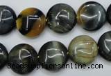 CTE563 15.5 inches 16mm flat round golden & blue tiger eye beads