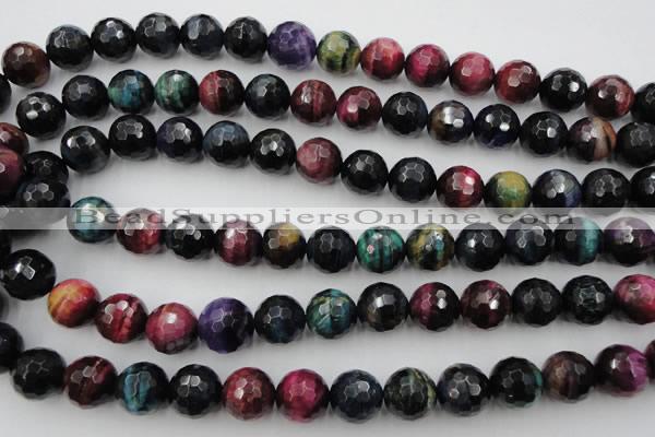 CTE586 15.5 inches 16mm faceted round colorful tiger eye beads