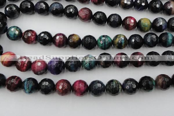 CTE587 15.5 inches 18mm faceted round colorful tiger eye beads