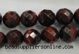 CTE705 15.5 inches 14mm faceted round red tiger eye beads