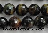 CTE726 15.5 inches 16mm faceted round yellow & blue tiger eye beads