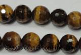 CTE755 15.5 inches 14mm faceted round yellow tiger eye beads wholesale