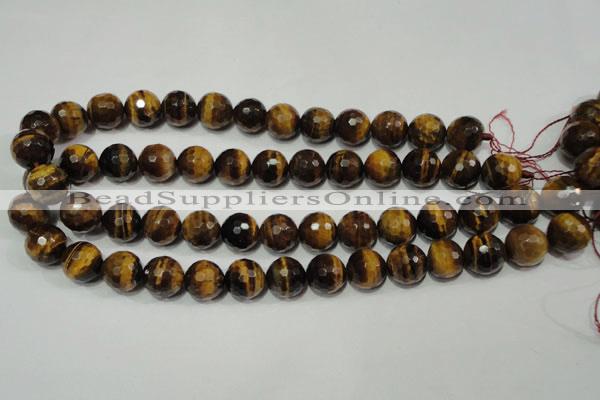 CTE756 15.5 inches 16mm faceted round yellow tiger eye beads wholesale