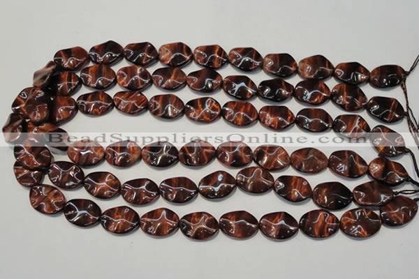 CTE858 15.5 inches 13*18mm wavy oval red tiger eye beads