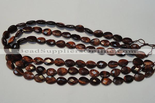 CTE882 15.5 inches 10*14mm faceted flat teardrop red tiger eye beads