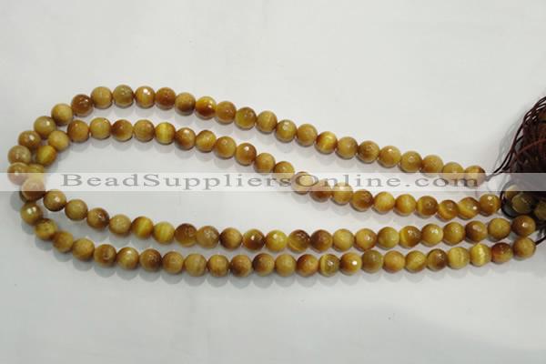 CTE902 15.5 inches 8mm faceted round golden tiger eye beads