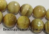 CTE904 15.5 inches 12mm faceted round golden tiger eye beads