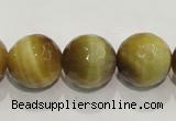 CTE905 15.5 inches 14mm faceted round golden tiger eye beads