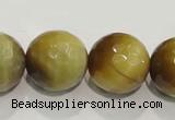 CTE907 15.5 inches 18mm faceted round golden tiger eye beads