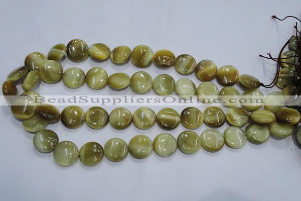 CTE915 15.5 inches 16mm flat round golden tiger eye beads wholesale