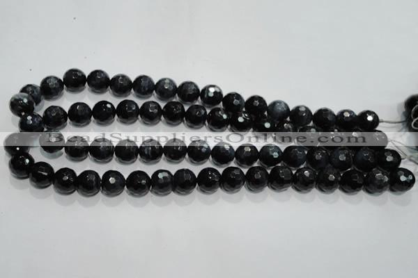 CTE923 15.5 inches 10mm faceted round silver tiger eye beads