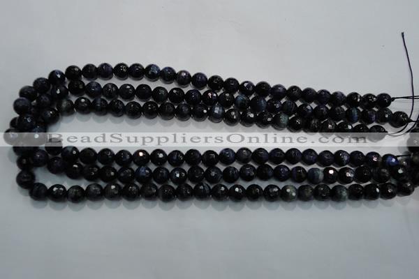 CTE931 15.5 inches 6mm faceted round dyed blue tiger eye beads