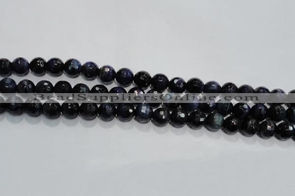 CTE933 15.5 inches 10mm faceted round dyed blue tiger eye beads