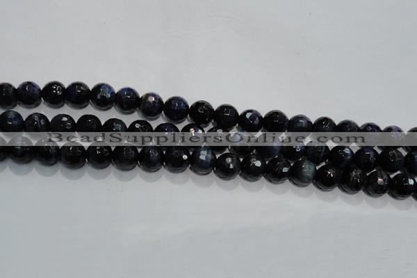 CTE935 15.5 inches 14mm faceted round dyed blue tiger eye beads