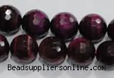 CTE974 15.5 inches 12mm faceted round dyed red tiger eye beads