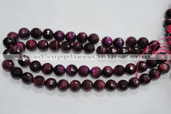 CTE975 15.5 inches 14mm faceted round dyed red tiger eye beads