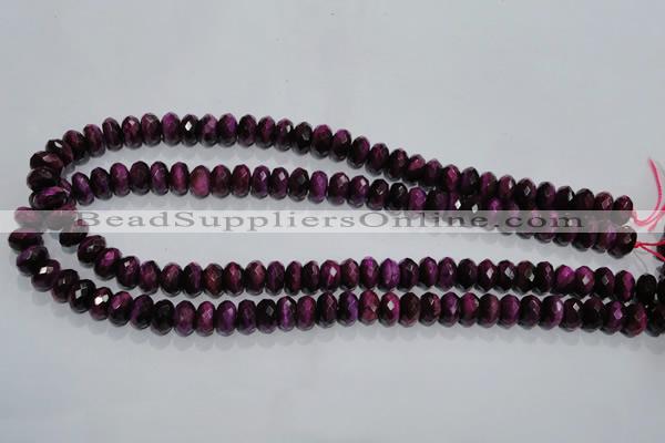 CTE981 15.5 inches 6*10mm faceted rondelle dyed red tiger eye beads