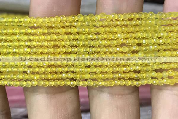 CTG1002 15.5 inches 2mm faceted round tiny yellow agate beads