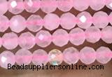 CTG1017 15.5 inches 2mm faceted round tiny rose quartz beads