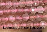 CTG1019 15.5 inches 2mm faceted round tiny strawberry quartz beads