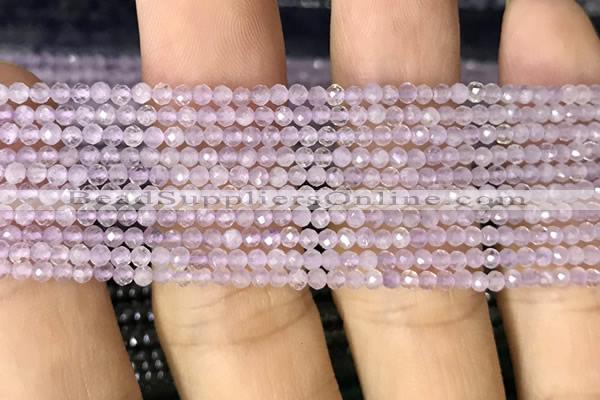 CTG1023 15.5 inches 2mm faceted round tiny lavender amethyst beads