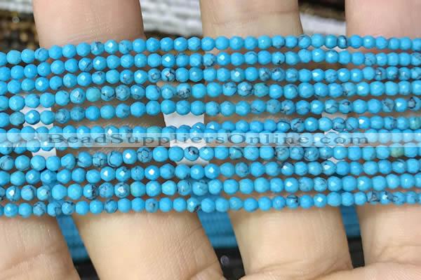 CTG1054 15.5 inches 2mm faceted round tiny turquoise beads