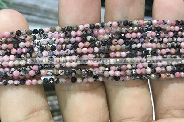 CTG1061 15.5 inches 2mm faceted round tiny rhodonite beads