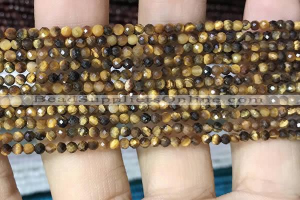 CTG1064 15.5 inches 2mm faceted round tiny yellow tiger eye beads