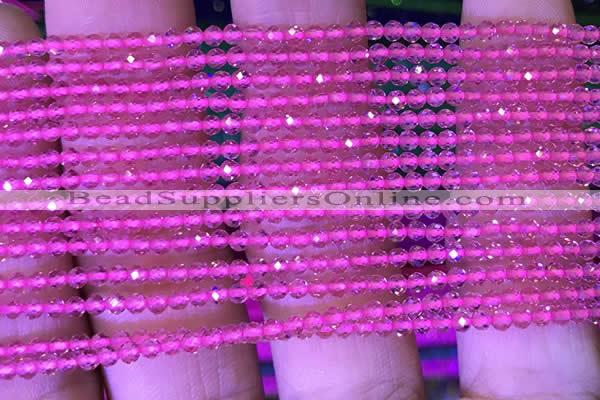 CTG1094 15.5 inches 2mm faceted round tiny quartz glass beads