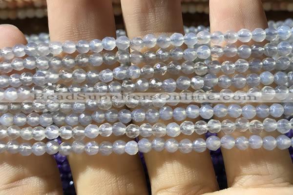 CTG1111 15.5 inches 3mm faceted round tiny grey agate beads