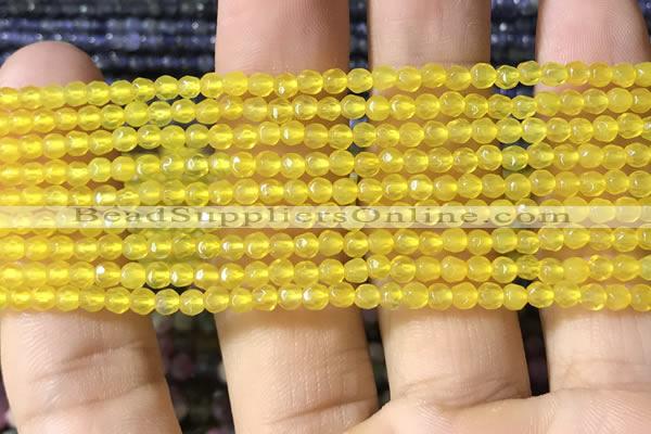 CTG1112 15.5 inches 3mm faceted round tiny yellow agate beads