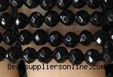 CTG1117 15.5 inches 3mm faceted round tiny black agate beads