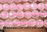 CTG1124 15.5 inches 3mm faceted round tiny rose quartz beads