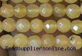 CTG1149 15.5 inches 3mm faceted round tiny yellow jade beads