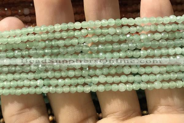 CTG1153 15.5 inches 3mm faceted round tiny green aventurine beads