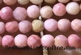 CTG1188 15.5 inches 3mm faceted round pink wooden fossil jasper beads