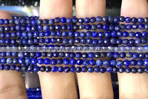 CTG1194 15.5 inches 3mm faceted round tiny dyed lapis lazuli beads