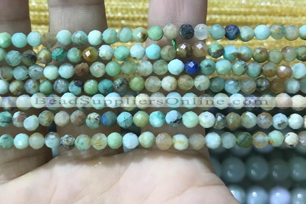 CTG1211 15.5 inches 4mm faceted round tiny chrysocolla beads