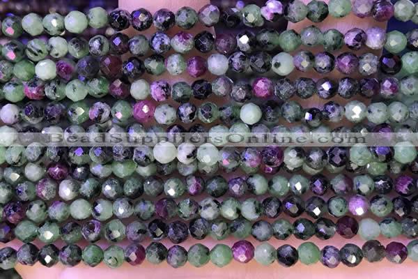 CTG1316 15.5 inches 4mm faceted round ruby zoisite beads