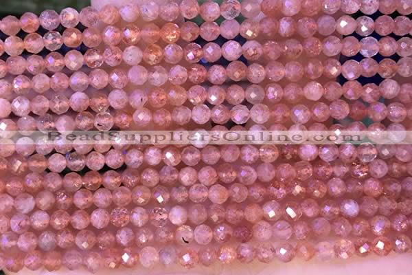 CTG1319 15.5 inches 4mm faceted round golden sunstone beads