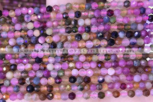 CTG1327 15.5 inches 3mm faceted round tourmaline beads wholesale