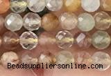 CTG1356 15.5 inches 4mm faceted round mixed quartz beads