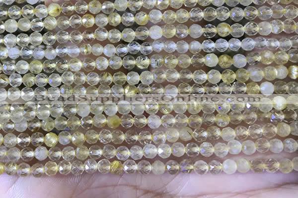 CTG1361 15.5 inches 3mm faceted round golden rutilated quartz beads