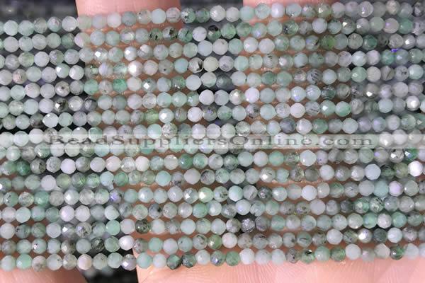 CTG1387 15.5 inches 2mm faceted round tiny emerald beads