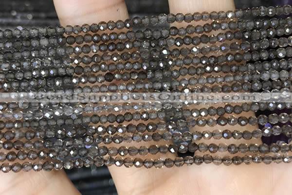 CTG1408 15.5 inches 2mm faceted round smoky quartz beads wholesale