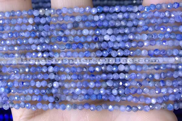 CTG1443 15.5 inches 2mm faceted round blue kyanite beads