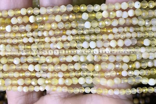 CTG1491 15.5 inches 3mm faceted round yellow opal beads wholesale